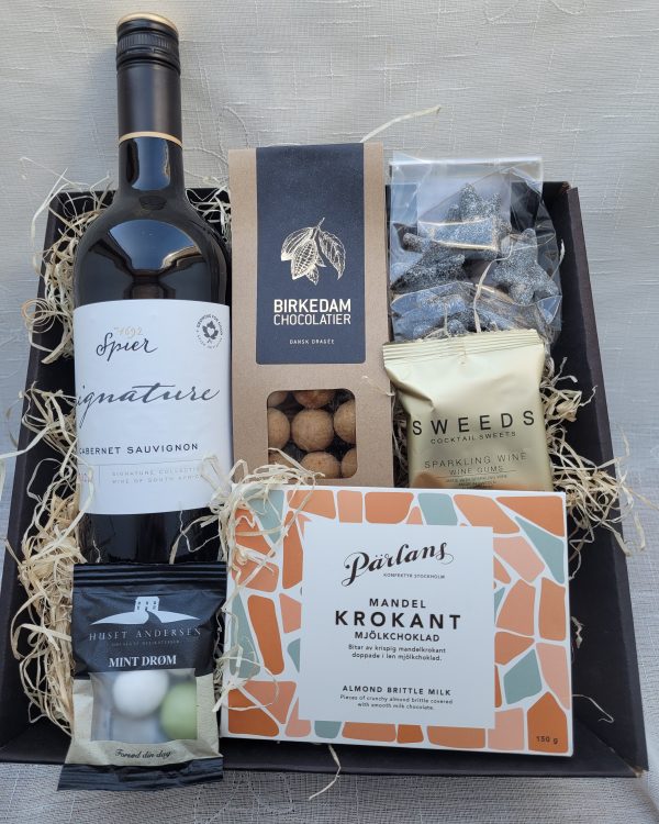 Gavekurv med vin (med eller uden alkohol)
