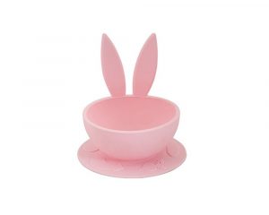 Skøn kaninskål i silikone fra Fresh Kid (Rosa)