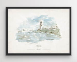 Kunstplakat “Strib” i hjemmelavet ramme af Gitte Ladefoged 50x70