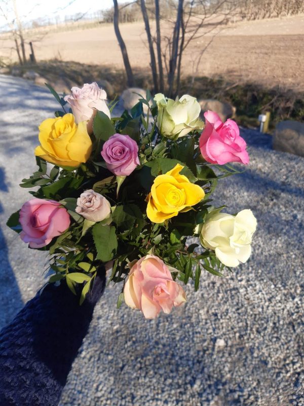Farverig rosenbuket